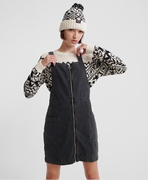 Superdry Denim Pinafore Női Ruhák Fekete | BKCDS4231